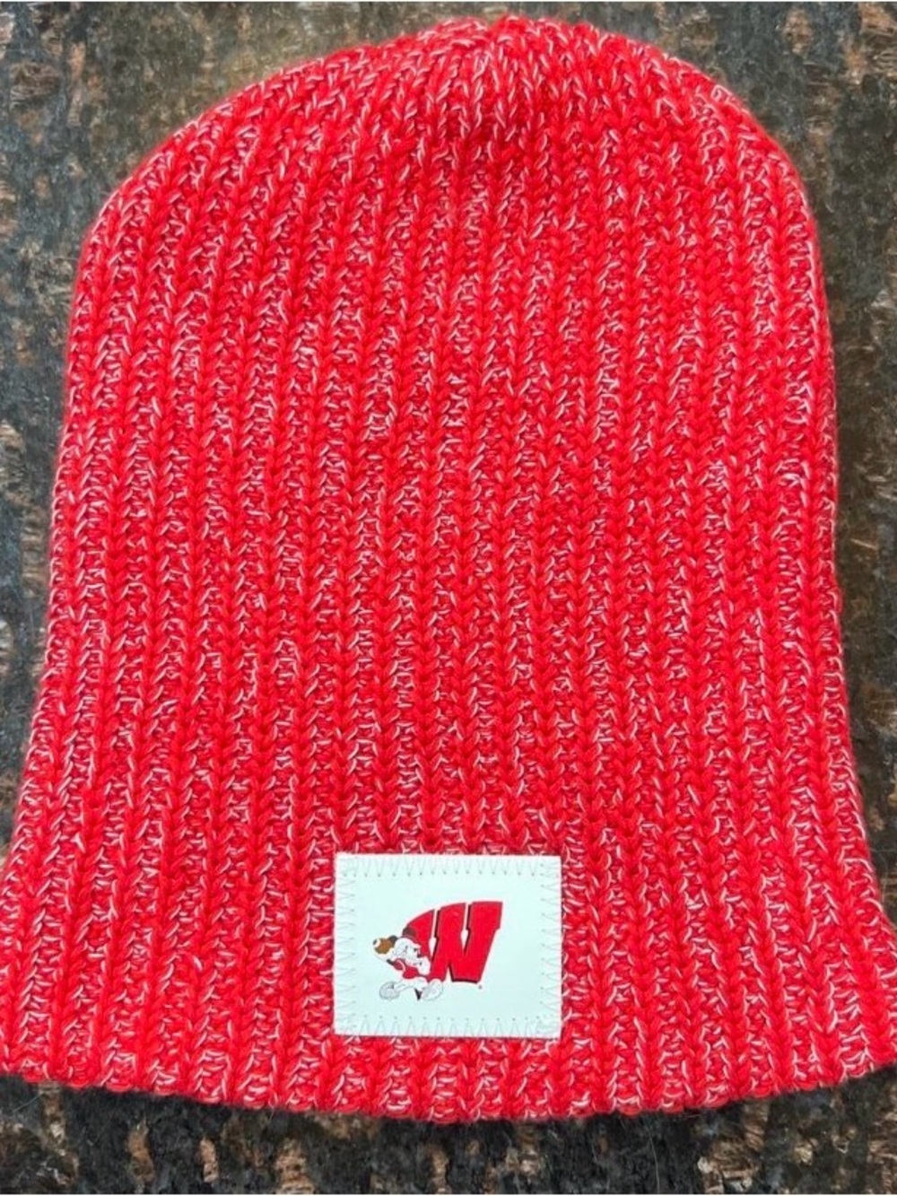 Love Your Melon Red Knit Beanie with 'W' Patch